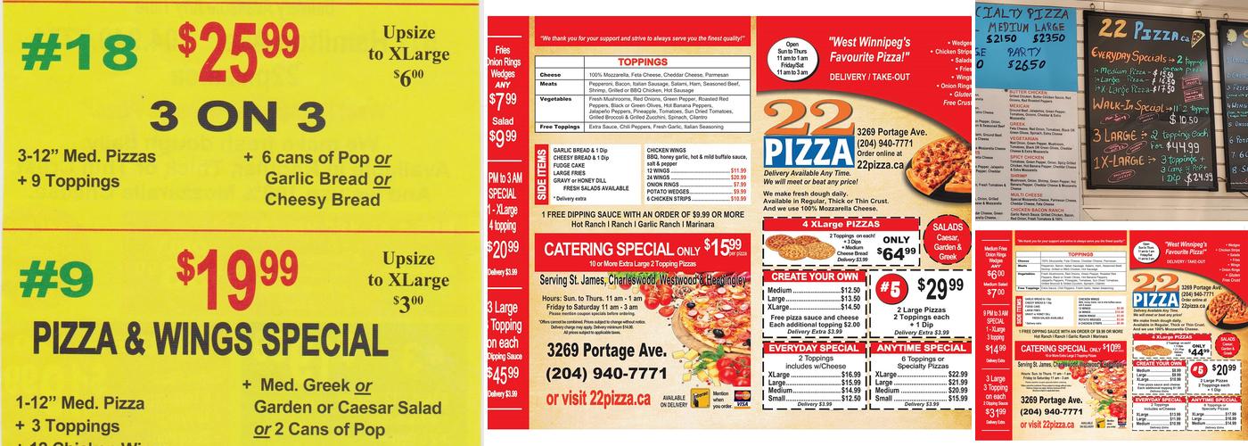 22 Pizza Menu