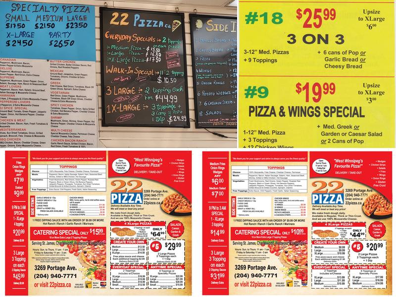 22 Pizza Menu
