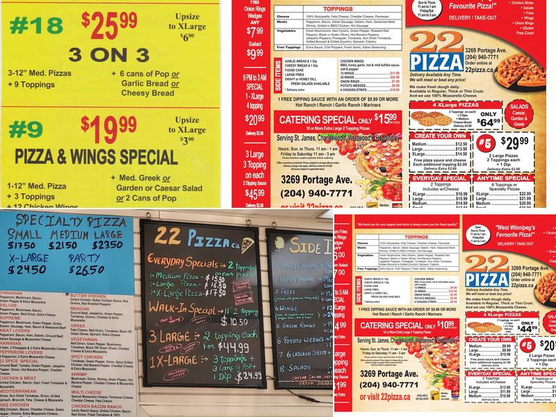 22 Pizza Menu