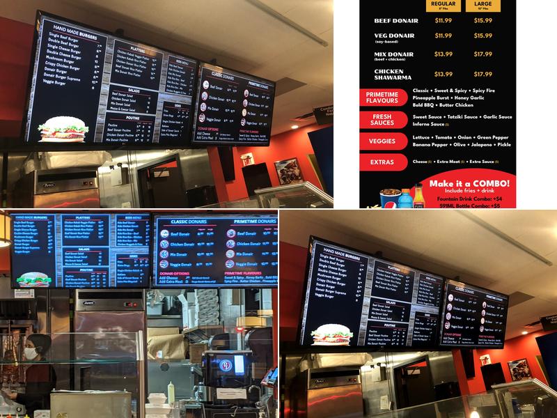 PrimeTime Donair Menu