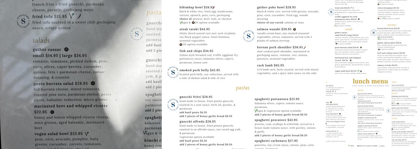 Gather Restaurant Menu
