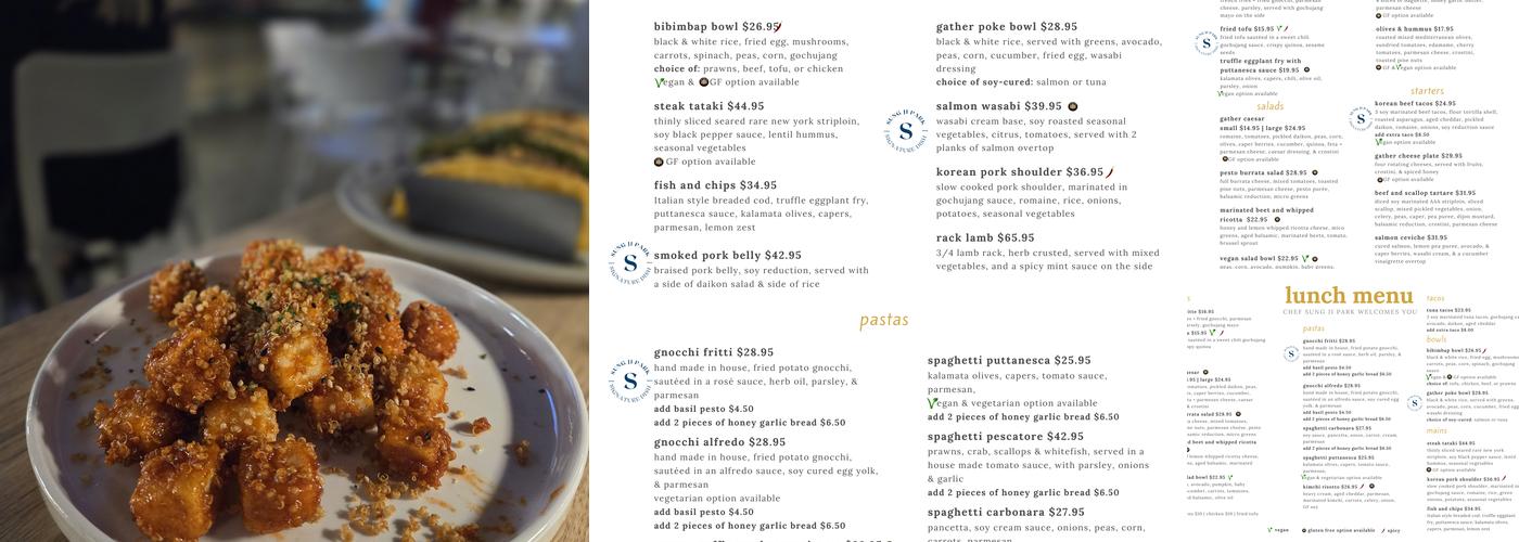 Gather Restaurant Menu