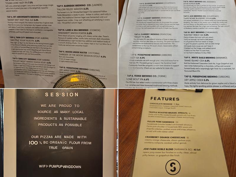 Session Taproom + Kitchen Menu