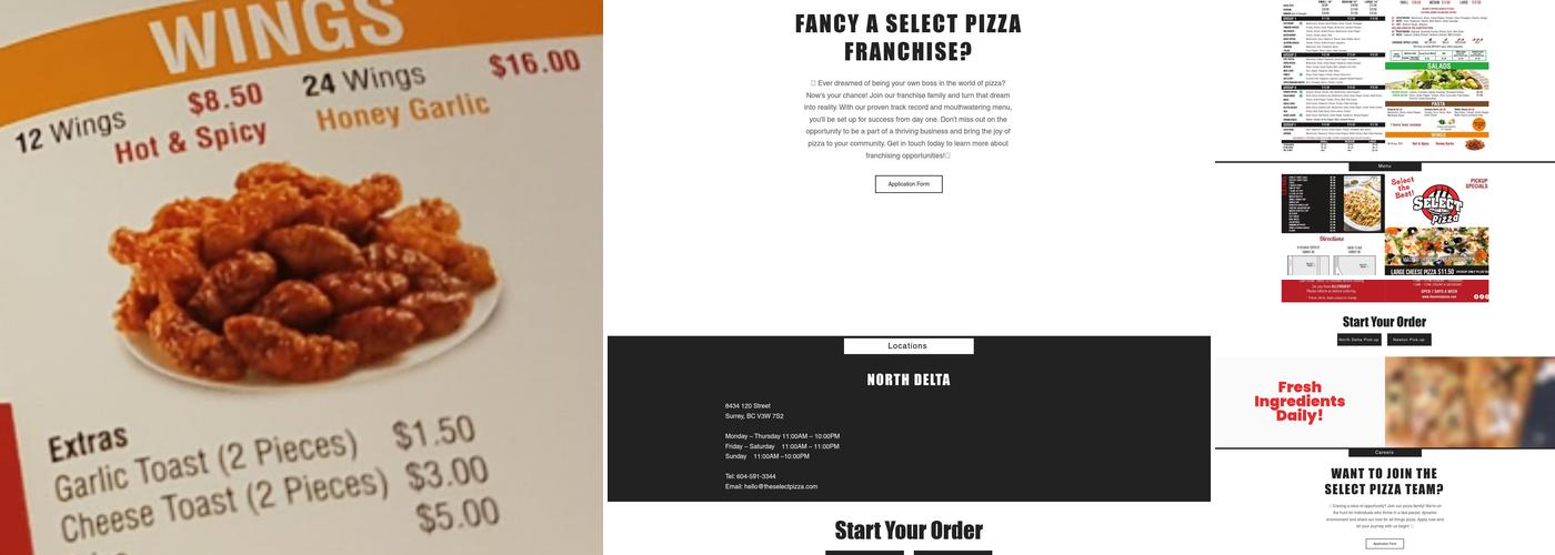 Select Pizza Menu