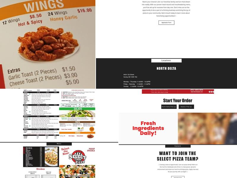 Select Pizza Menu