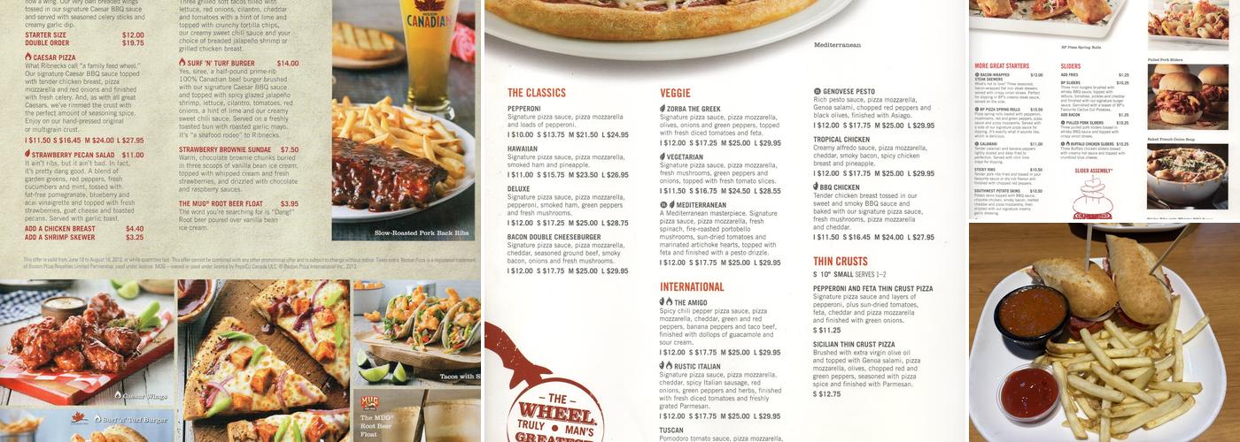 Boston Pizza Menu
