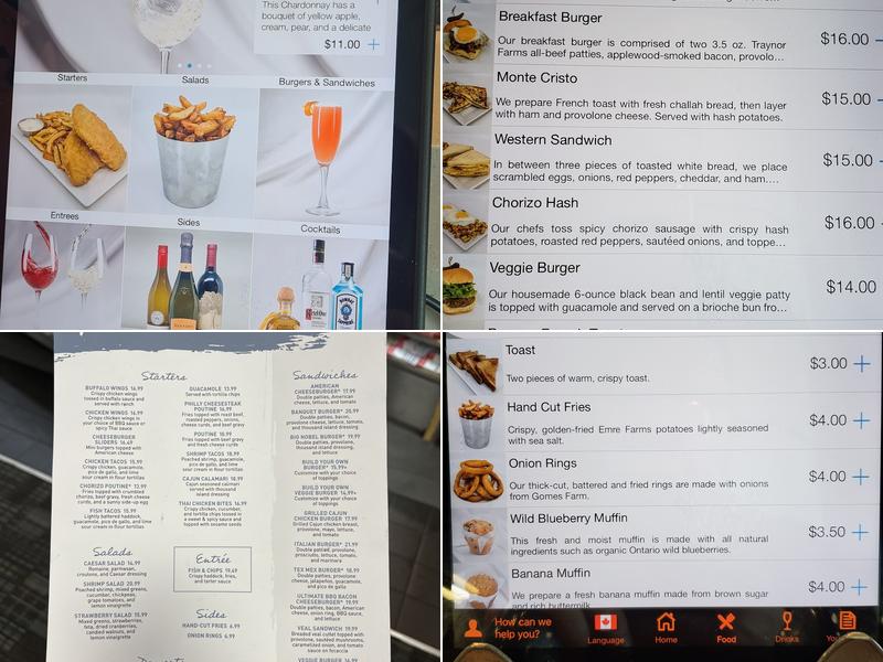 Nobel Burger Bar Menu