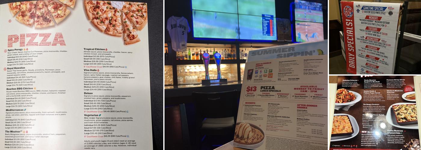 Boston Pizza Menu