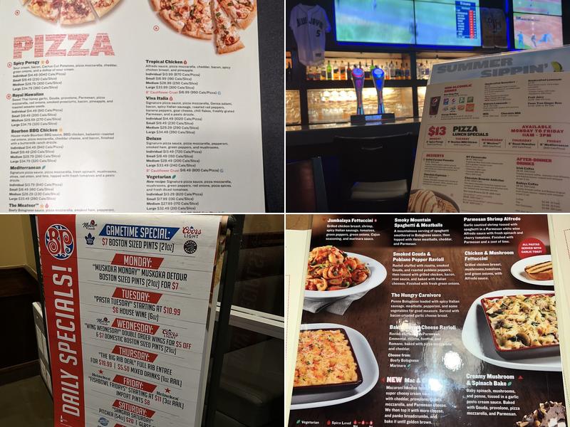 Boston Pizza Menu