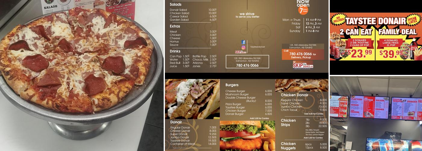 Taystee Donair & Pizza Menu