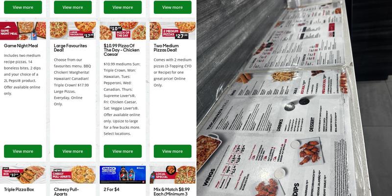 Pizza Hut Dollard des Ormeaux Menu