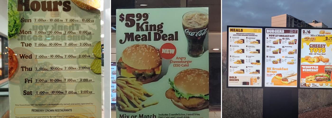 Burger King Menu