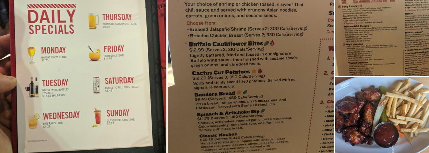 Boston Pizza Menu