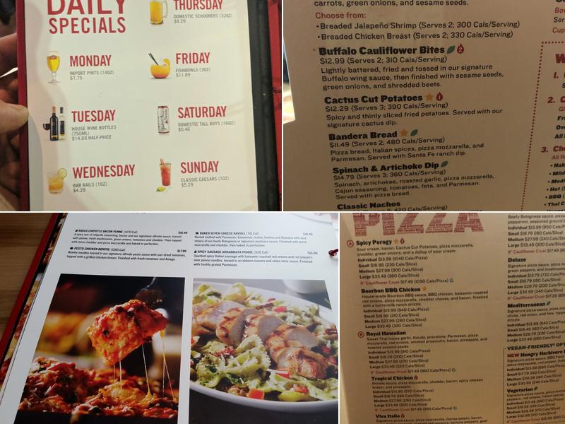 Boston Pizza Menu
