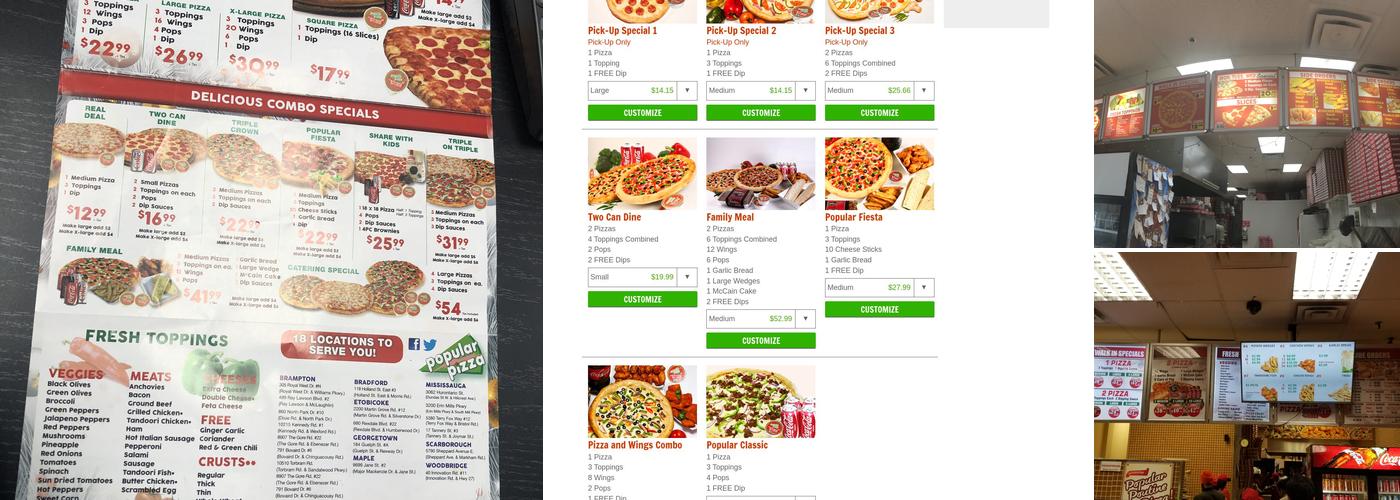 Popular Pizza Menu