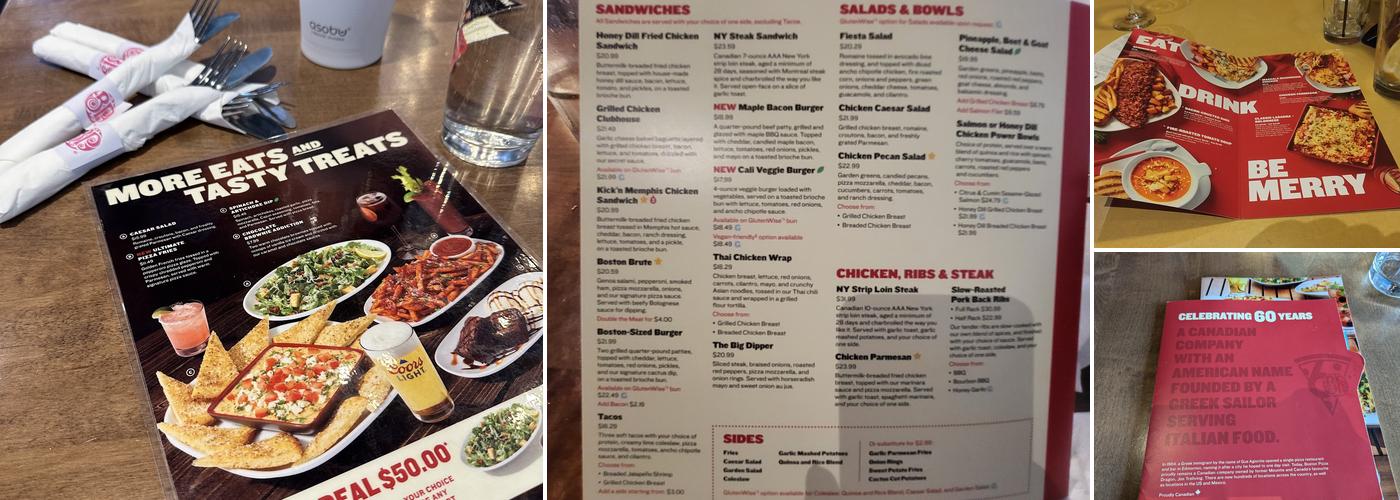 Boston Pizza Menu