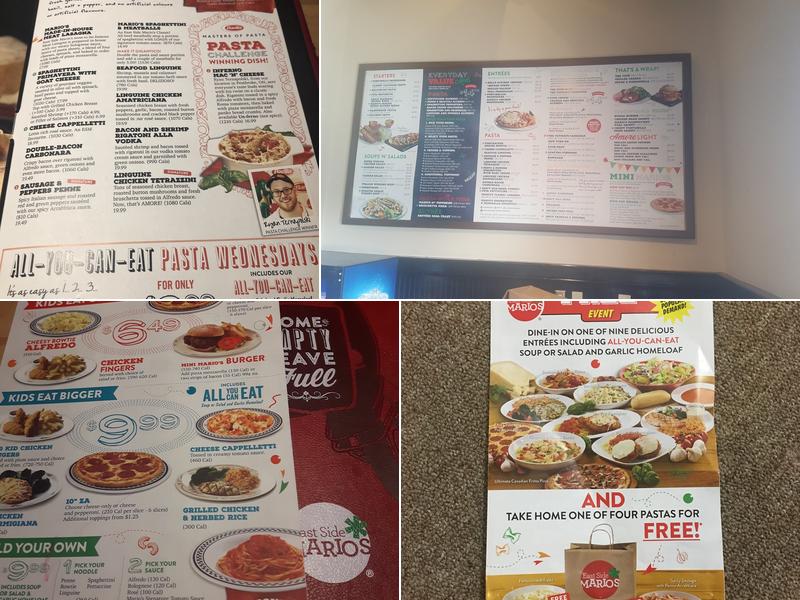 East Side Mario's Menu