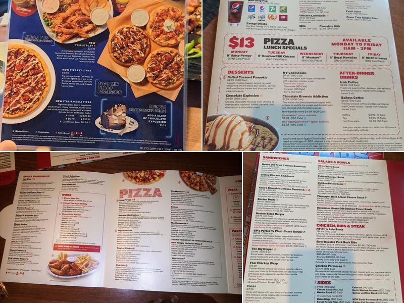 Boston Pizza Menu