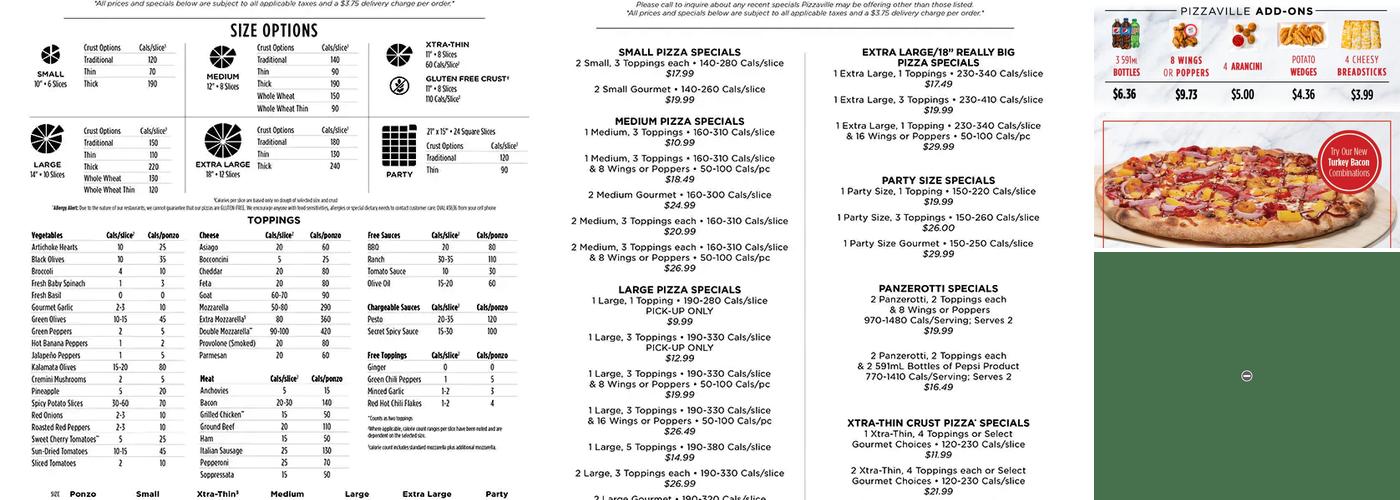 Pizzaville Menu