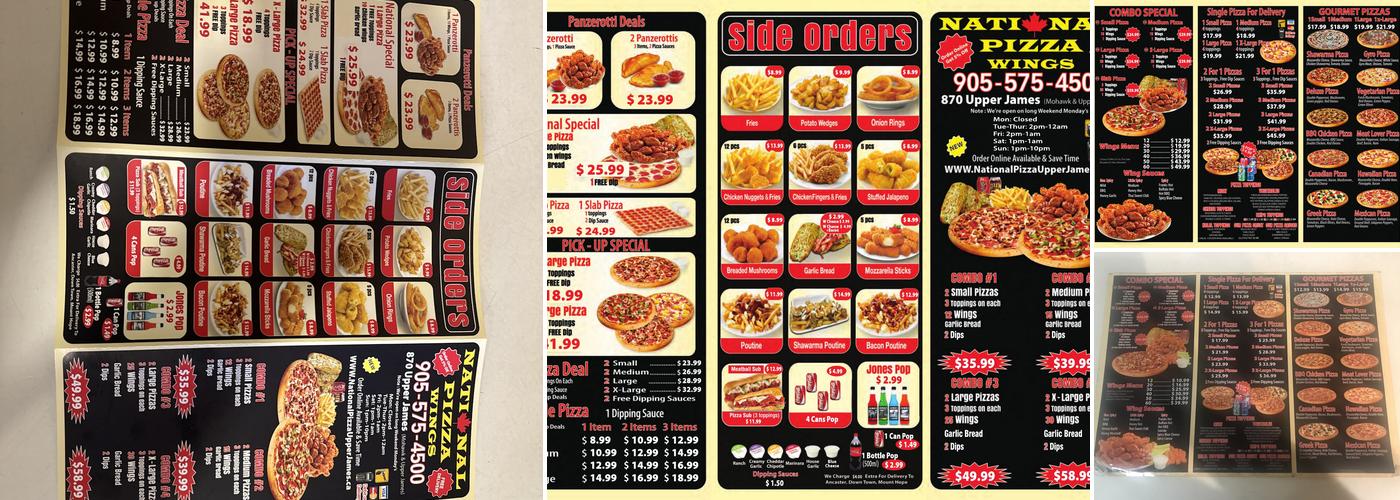 National Pizza and Wings Menu