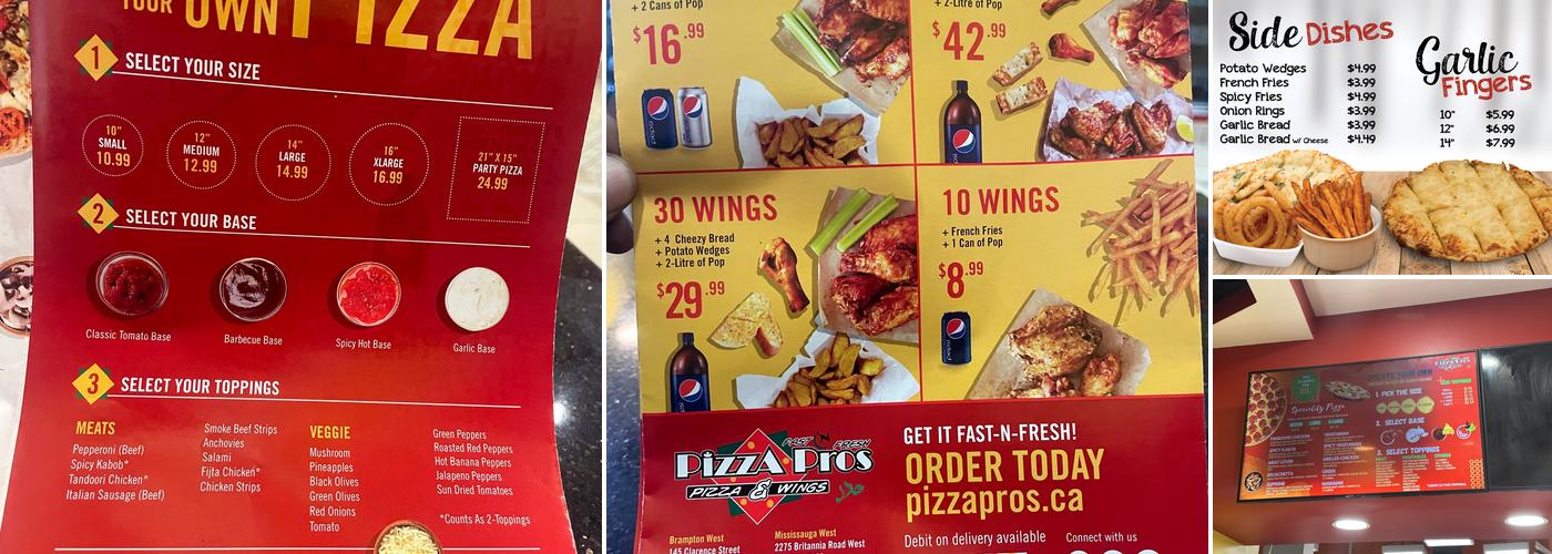 Pizza Pros Menu