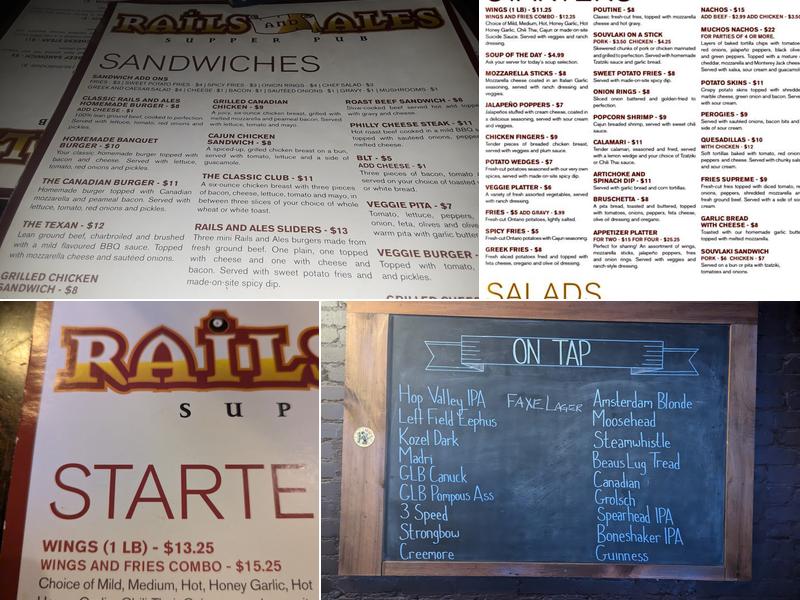Rails And Ales Menu