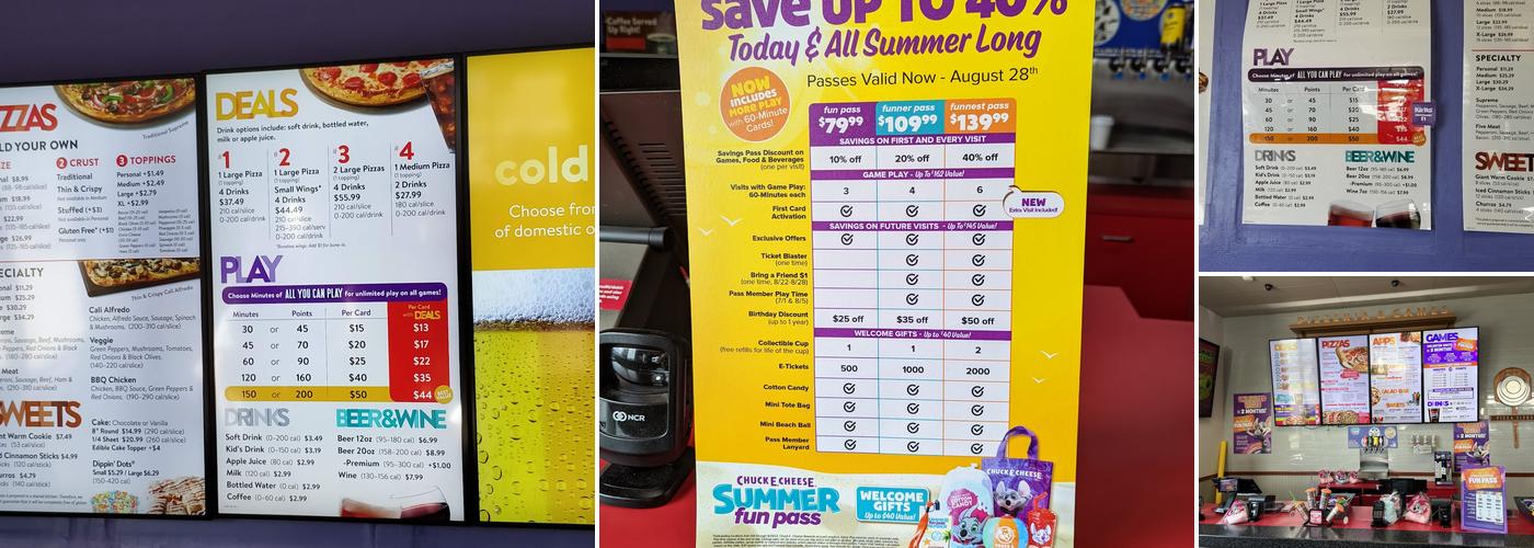 Chuck E. Cheese Menu