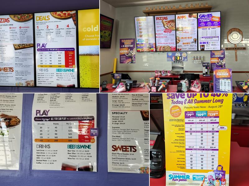 Chuck E. Cheese Menu