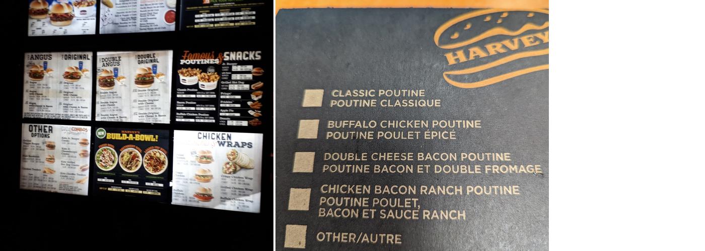 Harvey's Menu