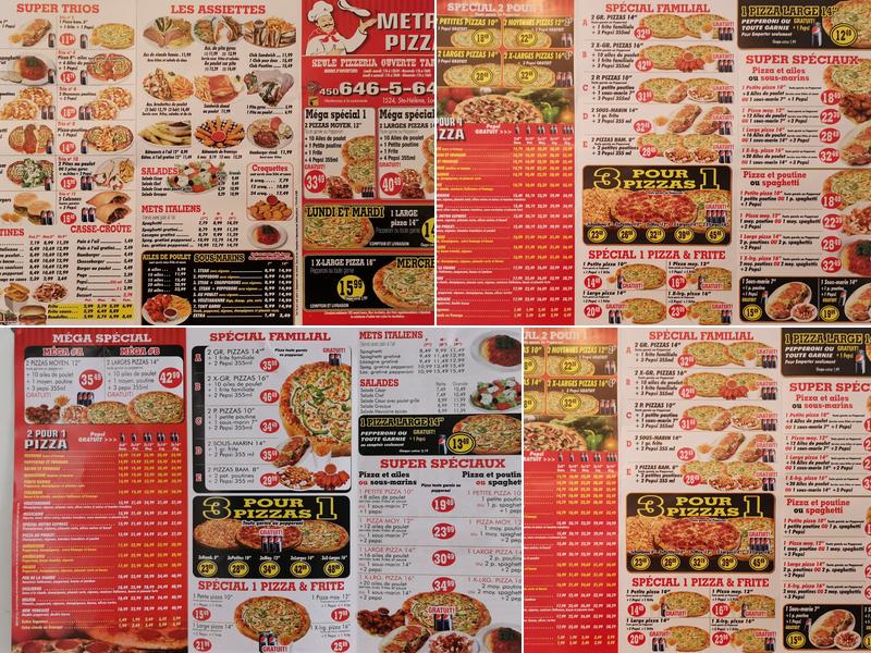 Pizza Metro Menu