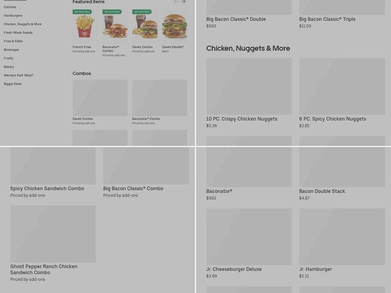 Wendy's Menu