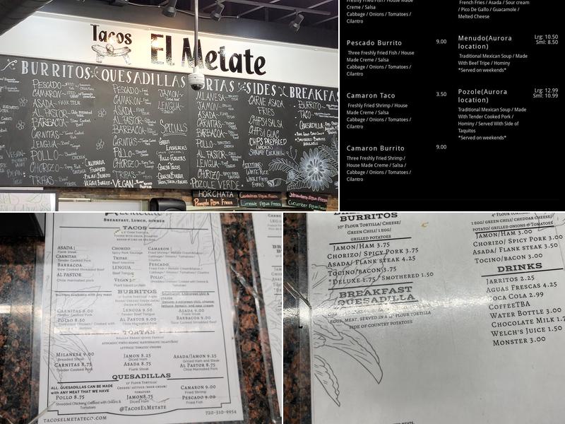 Tacos El Metate Menu