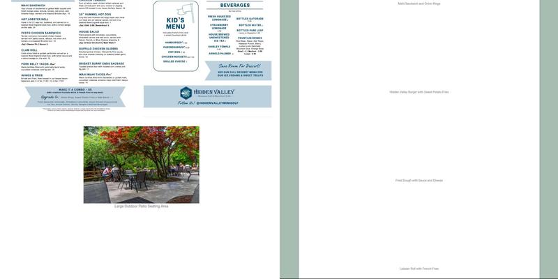 Hidden Valley Miniature Golf and Waterfront Grille Menu