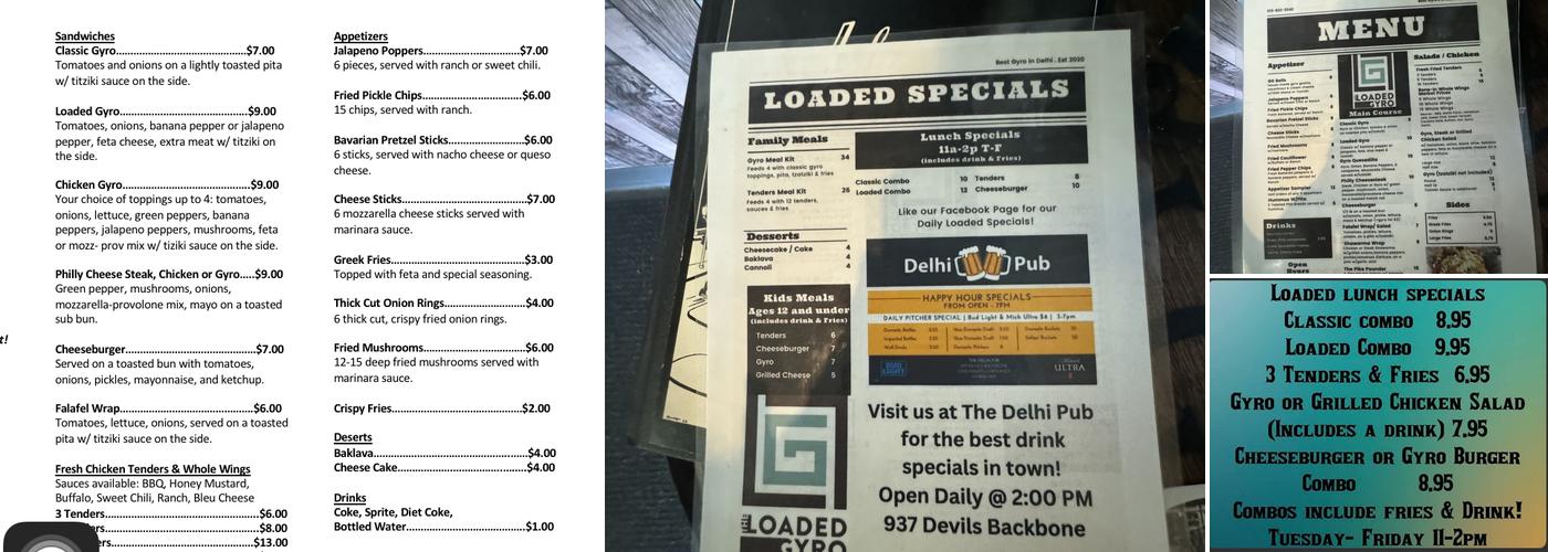 The Loaded Gyro Menu