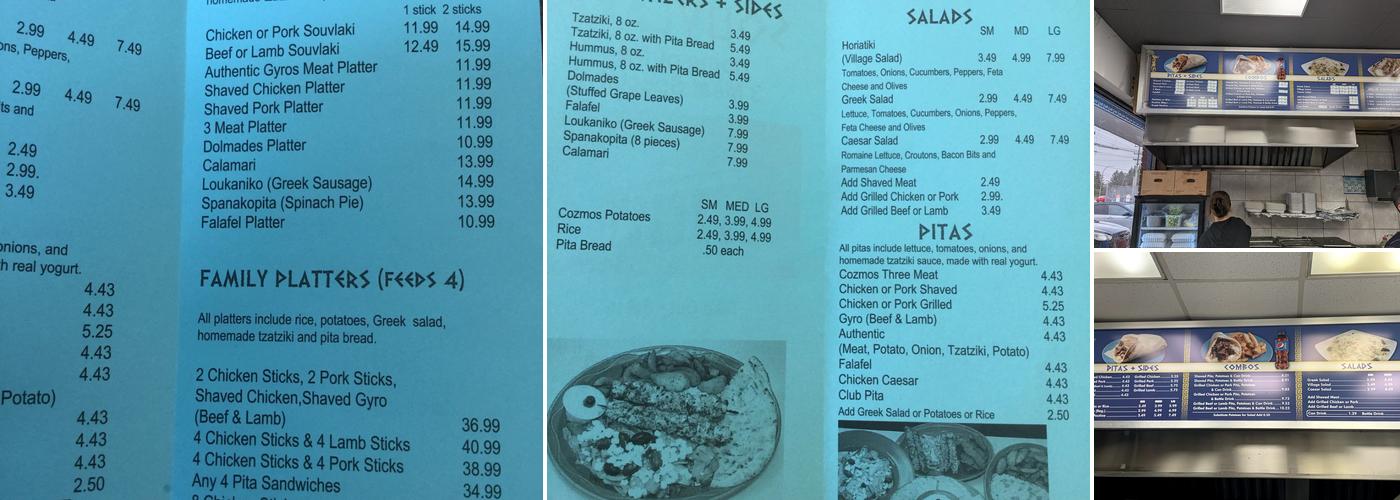 Cozmos Souvlaki Menu