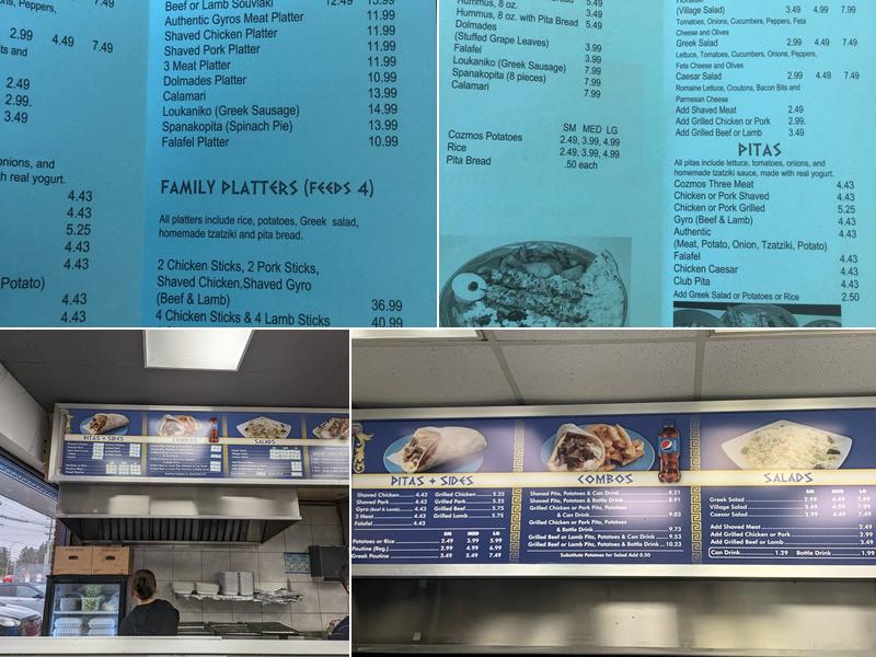 Cozmos Souvlaki Menu