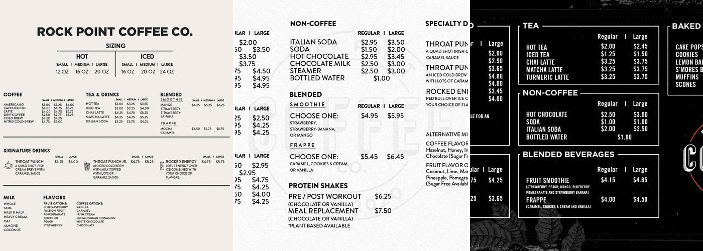 Rock Point Coffee Co. Menu