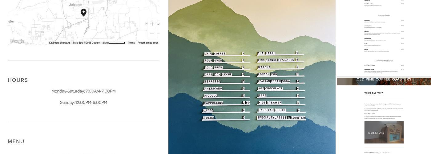 Old Pine Coffee Roasters Menu