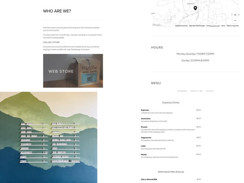 Old Pine Coffee Roasters Menu