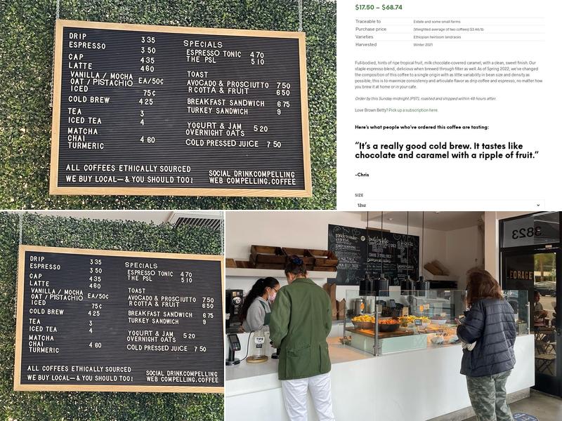 Compelling Coffee Roasters Menu