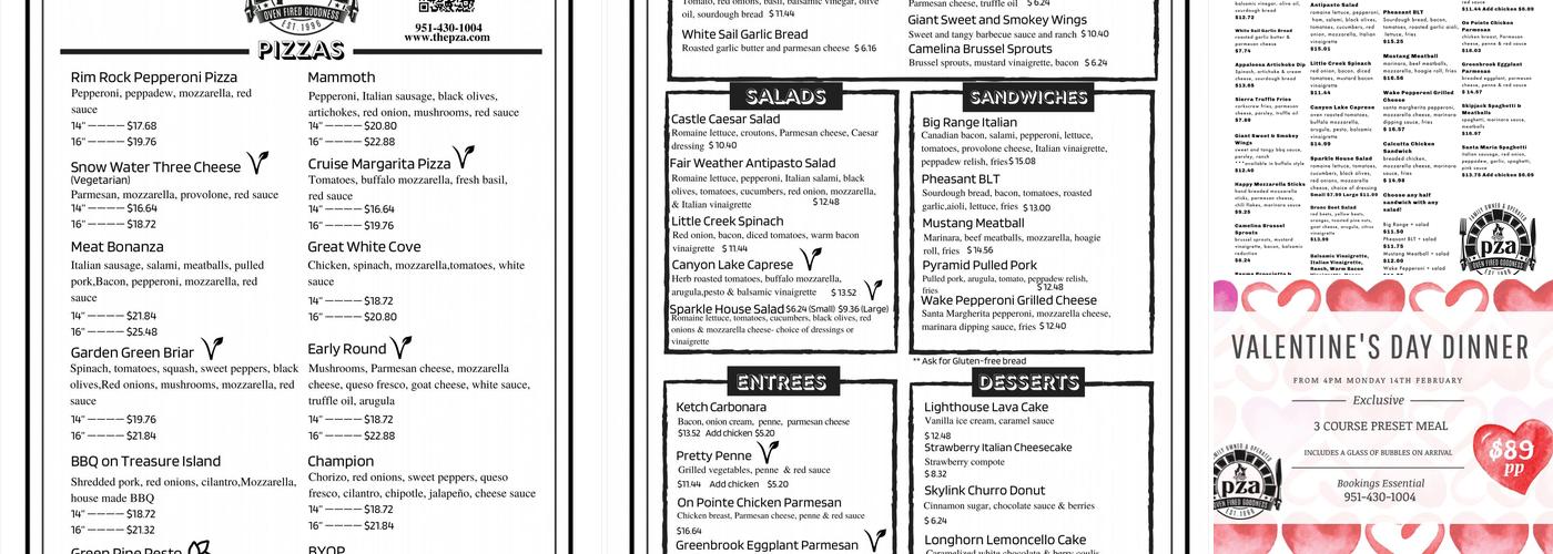 PZA Menu