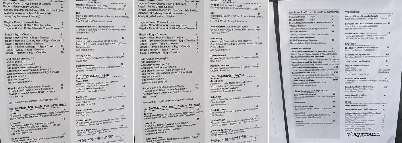 Dough Exchange Menu