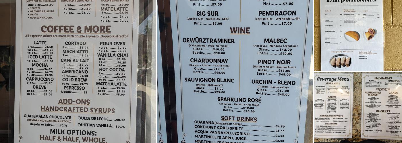 Cafe Guarani Menu