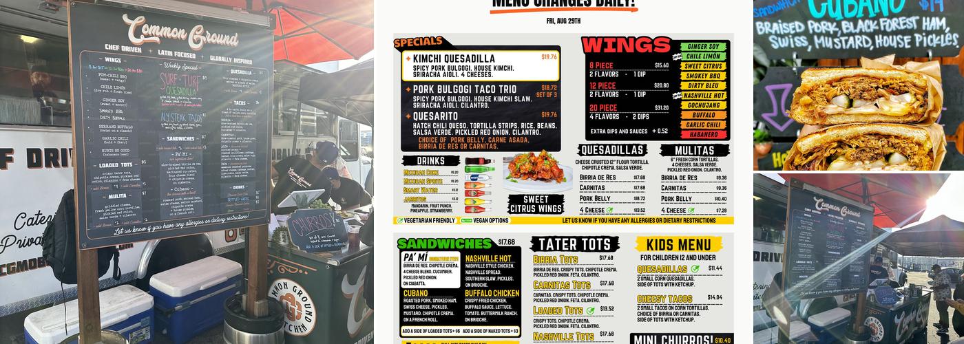 Common Ground Mobile Kitchen Menu