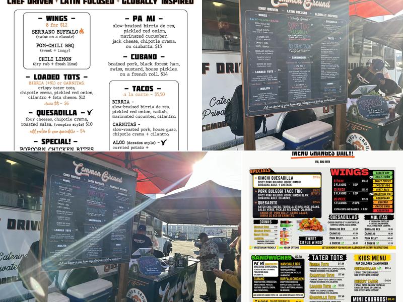 Common Ground Mobile Kitchen Menu
