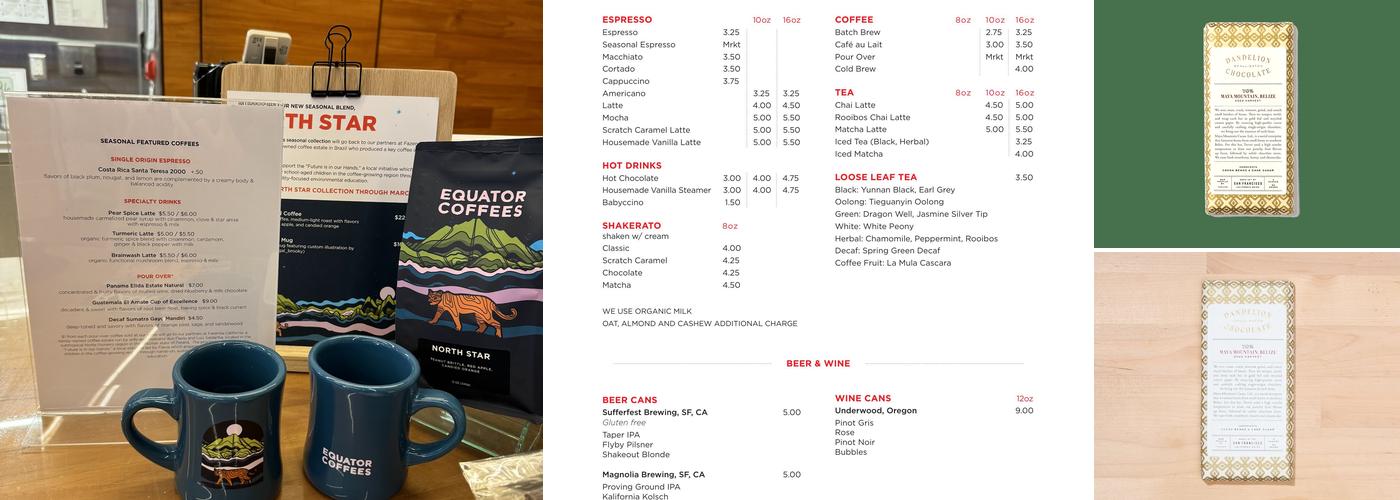 Equator Coffees Menu