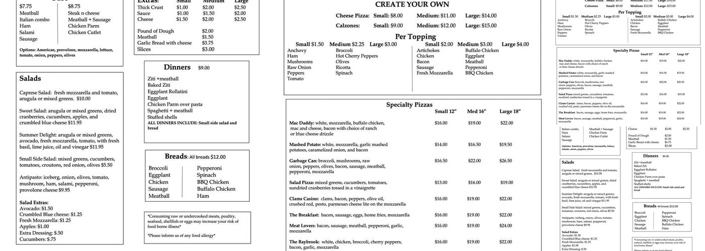 Salty Tomato Pizzeria Menu