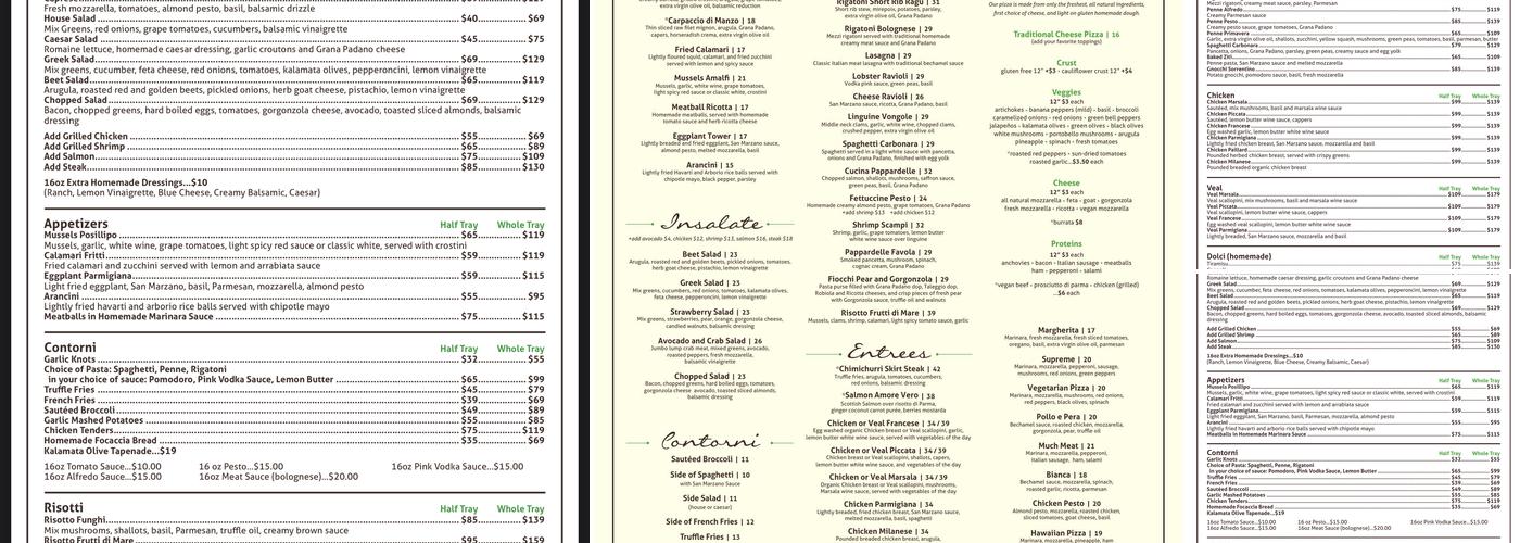 Cucina Jupiter Menu