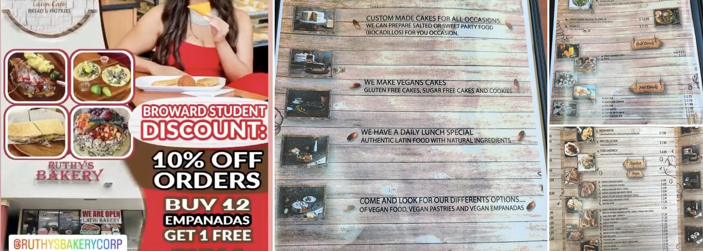Ruthy's bakery Menu