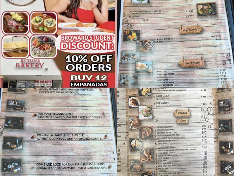 Ruthy's bakery Menu